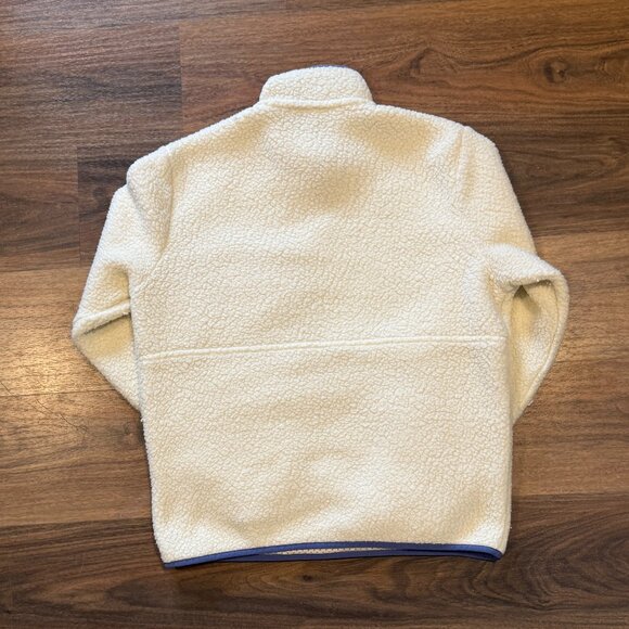 Patagonia Retro Pile Marsupial Pullover Women’s M White Blue Trim Cozy Fleece - Picture 6 of 6